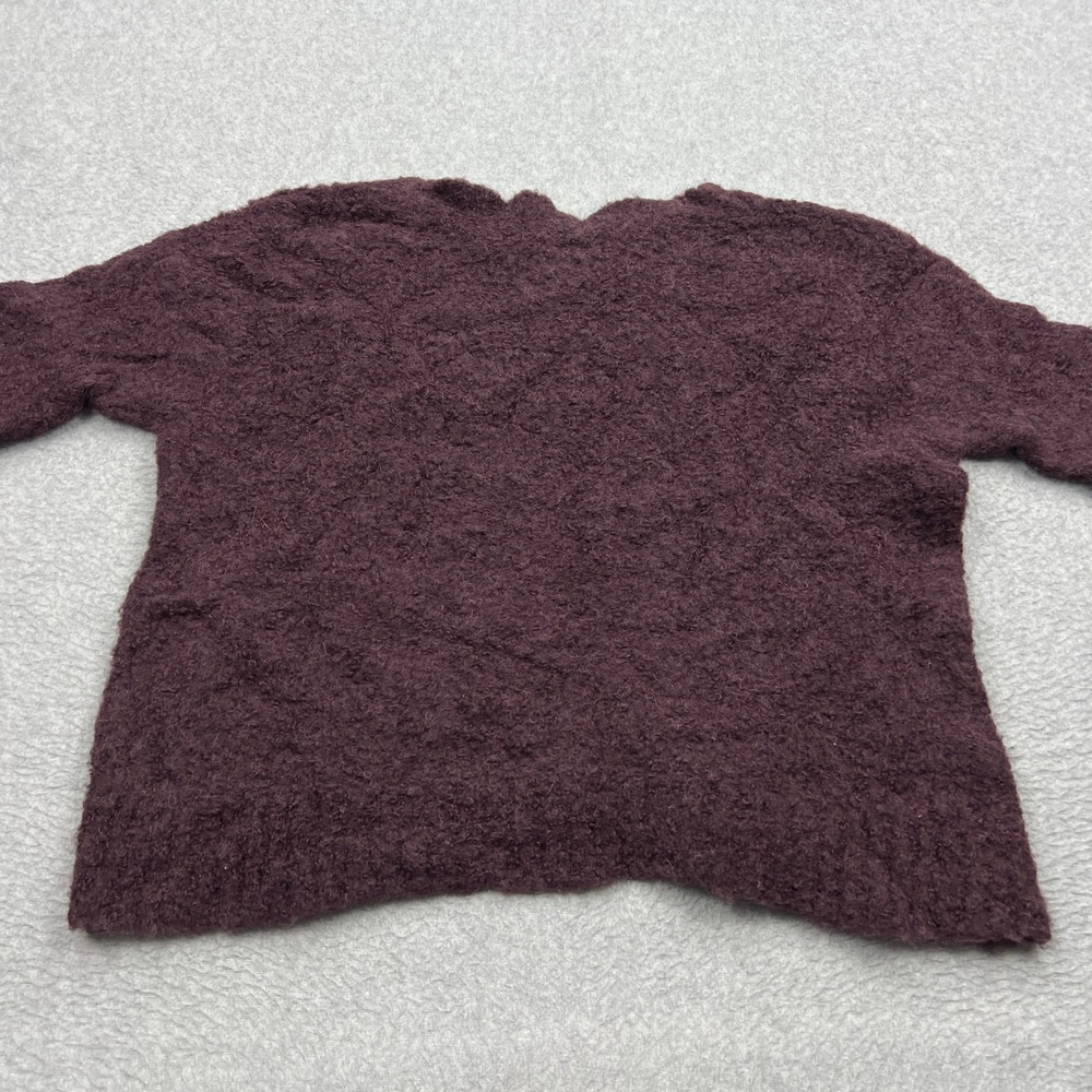 Poetry Sweater‎ Women's 6 Burgundy Alpaca Blend Boucle Knit Crew Fuzzy Pullover - Picture 8 of 10